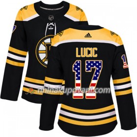 Boston Bruins Dresy Milan Lucic 17 2017-2018 USA Flag Fashion Černá Adidas Authentic - Dámské
